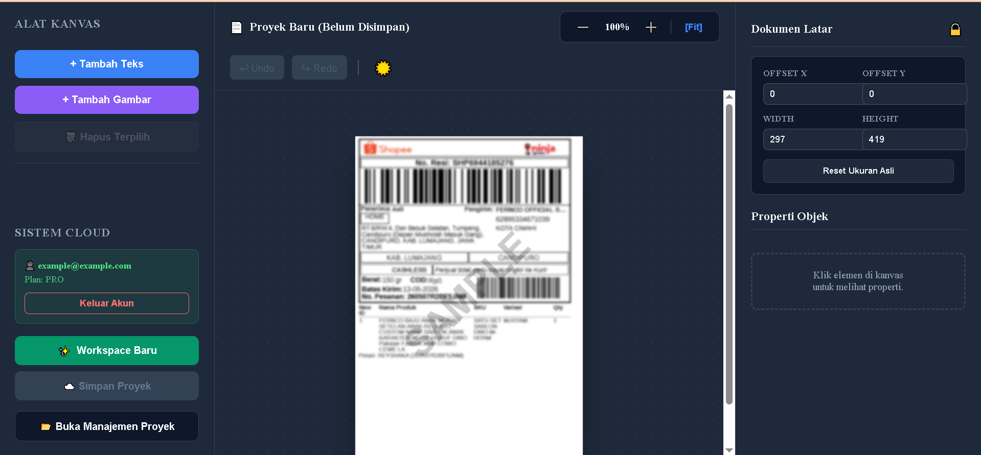 Interface Web Editor